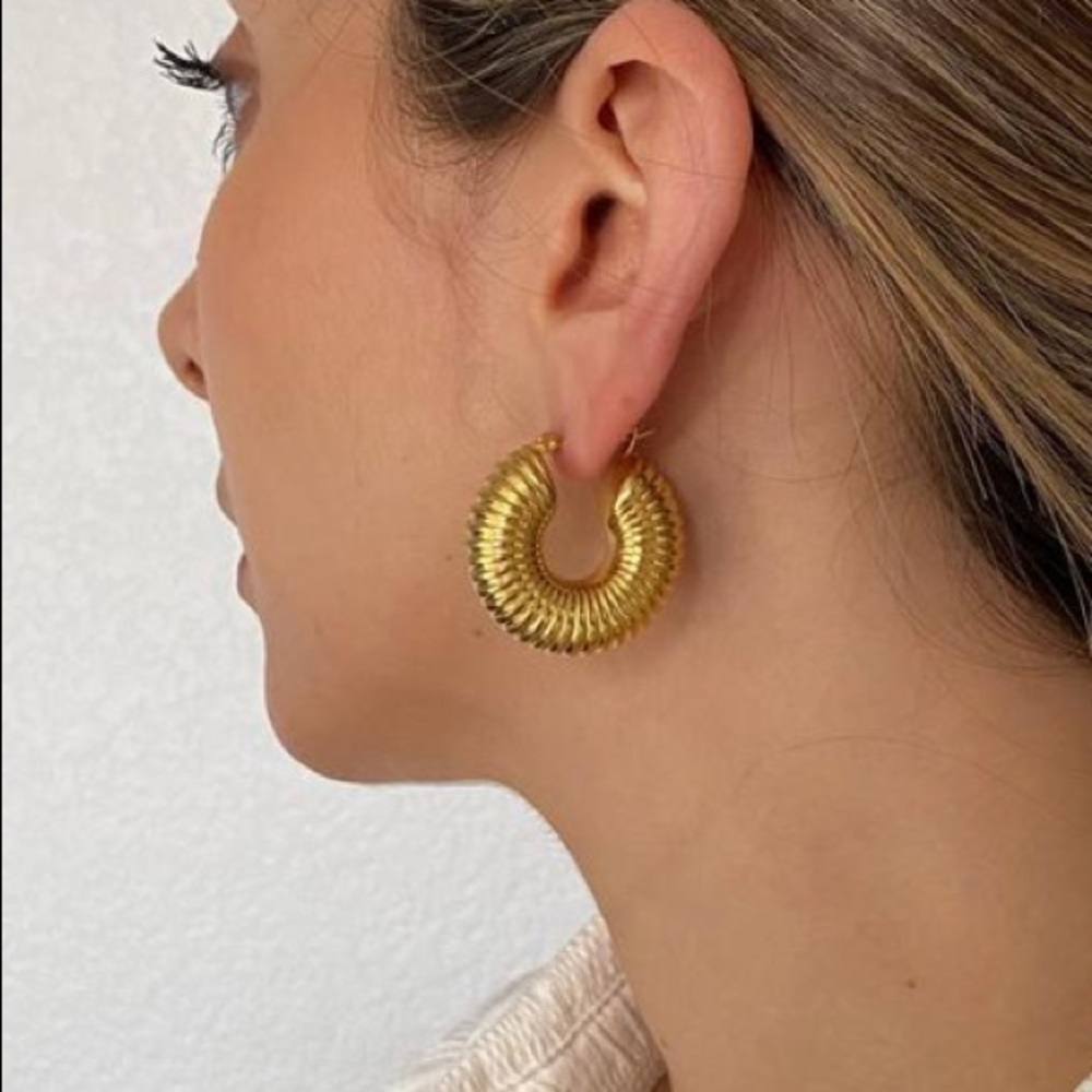 Chunky earrings hoop earrings round earrings - Picture 2 of 5